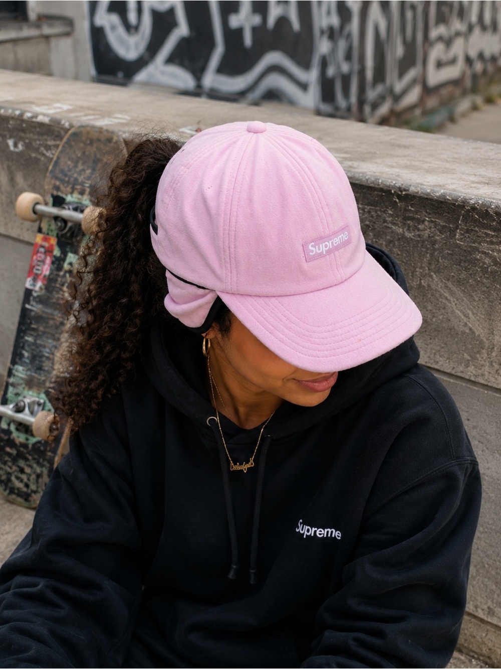 Supreme Kids Light Pink Fleece Earflap Hat